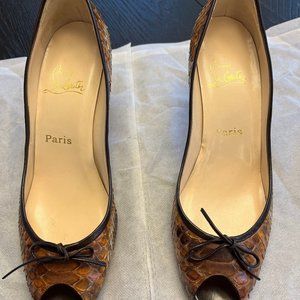 Authentic CHRISTIAN LOUBOUTIN Python Animal Print Kitten Heels Size 41